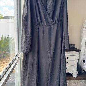 SHEIN Black Long Sleeve V-Neck Dress